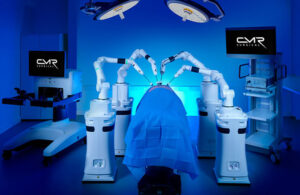 Versius Plus set up in an operating room.