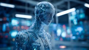 A transparent humanoid symbolizing the need for artificial integrated cognition.