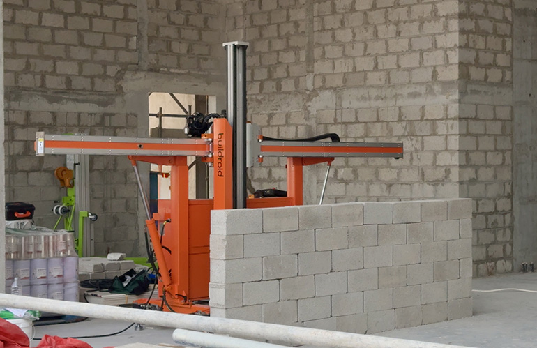 Buildroid's robot, shown here, is designed for autonomous construction.