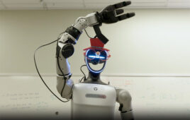 A humanoid robot such as this is one platform that the Microsoft Rho-alpha model is intended to make more autonomous.