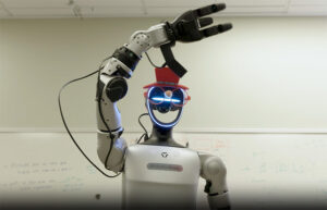 A humanoid robot such as this is one platform that the Microsoft Rho-alpha model is intended to make more autonomous.