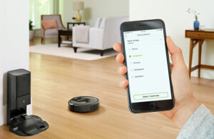 The iRobot Roomba i7+ with Imprint Smart Mapping gives users control to choose which rooms are cleaned and when.
