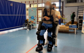 The Atalante X self-supporting exoskeleton from Wandercraft, shown here, is being tested for clinical use.