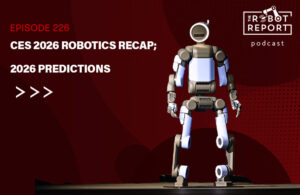 hero image of the boston dynamics atlas version 3 shown as CES in January 2026 with the podcast logo.