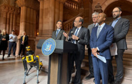 Robotics experts, including Jacob Hennessey-Rubin a co-founder of New York Robotics, testifying in favor of Massachusetts' bill to ban weaponized robots.