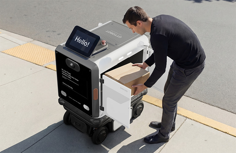 Ottobot by Ottonomy completes an autonomous curbside parcel delivery orchestrated by Ottumn.AI.