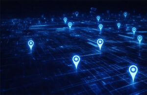 An image showing several map icons across a grid.