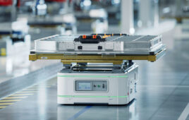 A mobile robot. VDA 5050 is intended to enable communications among mobile robots from different vendors.
