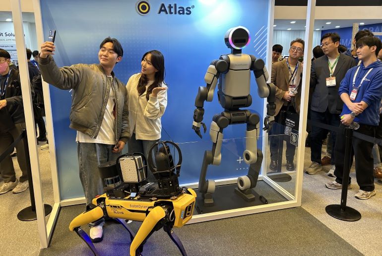 Boston Dynamics' Atlas humanoid, shown here at AW 2026.