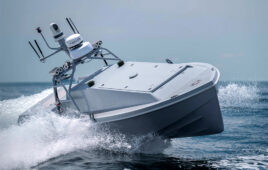 Saronic's Corsair autonomous ship in the water.