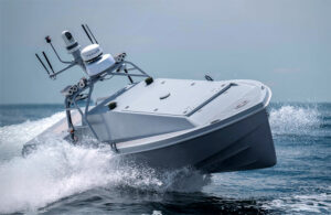 Saronic's Corsair autonomous ship in the water.