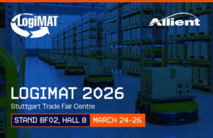 Banner for U.S.-based Allient, which will show its products designed for automated guided vehicles and autonomous mobile robots in Germany.