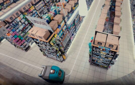 tennant floor cleaner moving through a store aisle.