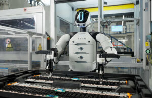 AEON, Hexagon's humanoid robot, working in a BMW facility.