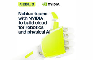 humanoid hand in a thumbs up with nebius and nvidia text above it.