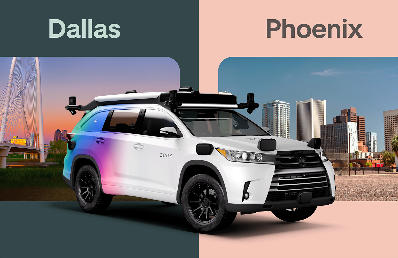 Zoox begins testing its purpose-built robotaxis in Phoenix and Dallas