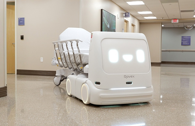 The robot is not transporting patients during the pilot at BayCare's facility.