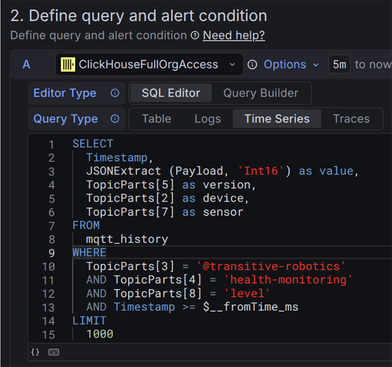 screenshot showing transitive define query responsel.