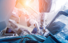 A surgical robot working on a patient.