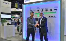 Olivier Welker, CEO of OMRON Robotics, with Pietro Gorlier, CEO of Comau.