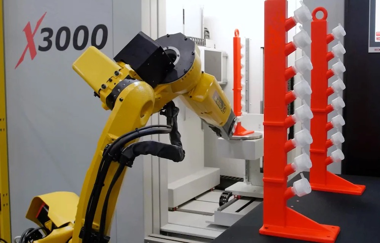 A CNC machine tending robot from FANUC.