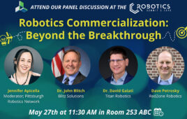 Promotion for a panel on robotics commercialization.