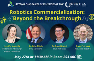 Promotion for a panel on robotics commercialization.