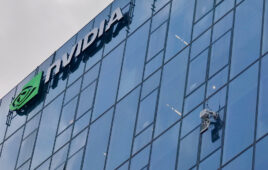 A Verobotics robot climbing the NVIDIA building.