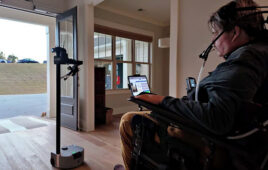 The Stretch mobile manipulator from Hello Robot helps user Keith.