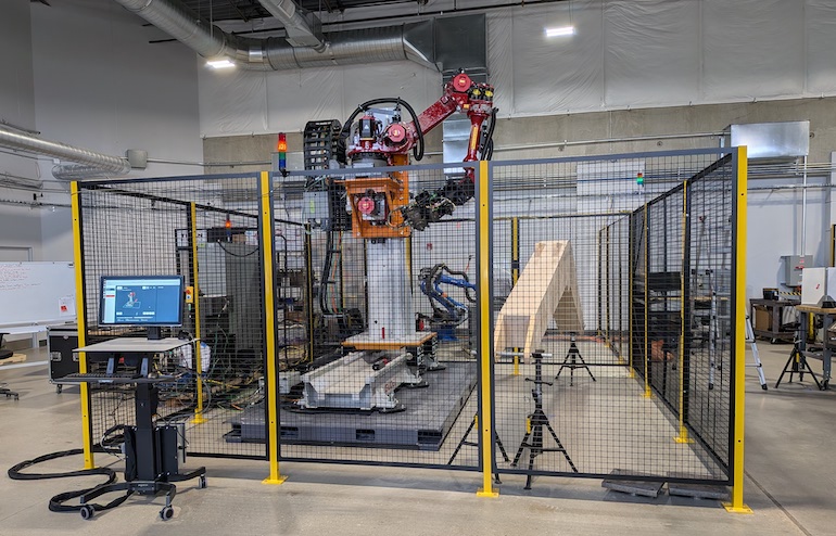A robotic grinding workcell. Gudel will demonstrate a grinding application at Automate 2026.