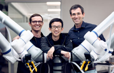 From left to right, Generalist's co-founders: Pete Florence, the CEO, Andy Zeng, the Chief Scientist, and Andrew Barry, the CTO.