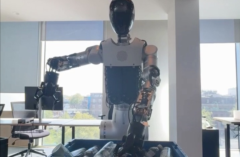 Humanoid arm drift after long RL training caused by action prefix drift in a test of KinetIQ Ascend.