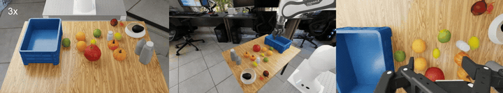Figure 8. Three separate failure events happened during policy execution, in a successful rollout of “Put all plastic bottles away in the bin”.