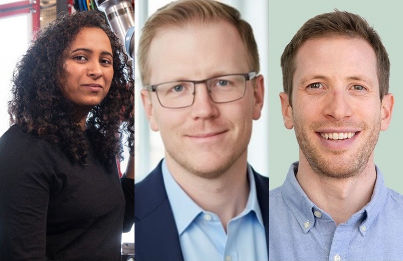 From left to right: Bhavana Chandrashekhar, James Davidson, and Michael Vogelsong, who will discuss physical AI at RoboBusiness 2026.