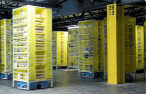 A small sample of Amazon’s vast, deployed warehouse fulfillment fleet.