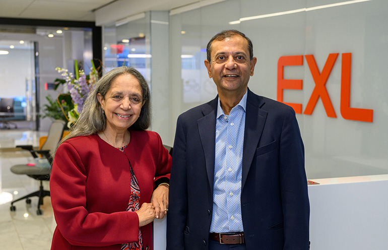 Radha Basu, EVP and head of iMerit, and Rohit Kapoor, CEO of EXL.