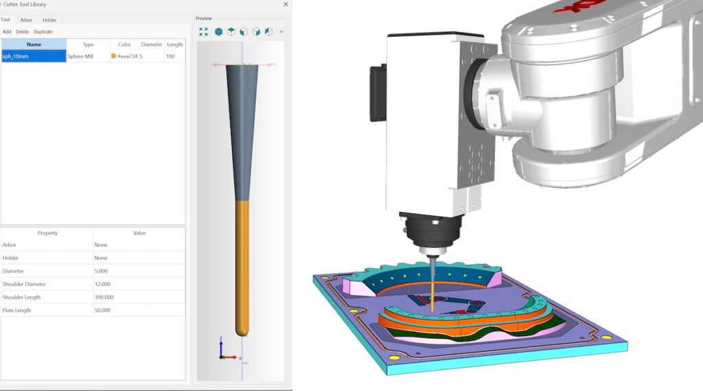 RoboDK digital twin and offline programming software can handle complex robotic machining applications with its built-in CAM functionality.