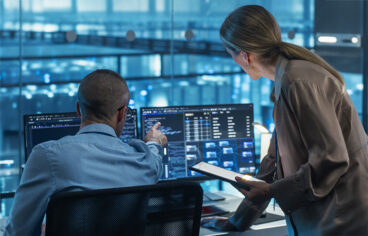 Engineers looking at computer screens. Arrowfly has launched AI for Engineers, a resource including news, events, and an advisory board.