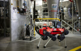 The ANYmal quadruped from ANYbotics inspects for gas leaks.
