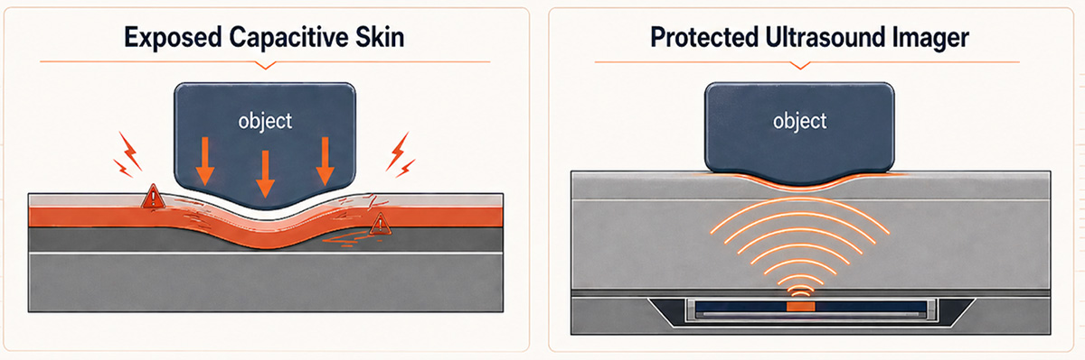 Ultrasound could avoid the damage to capacitive skin, says UltraSense.