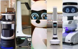 Some of the robots OLogic has helped to build, Bear Robotics' AMR, Locus Robotics' AMR, Zoetic's KiKi social robot, Simbe Robotics' Tally, and Misty Robotics' personal robot.