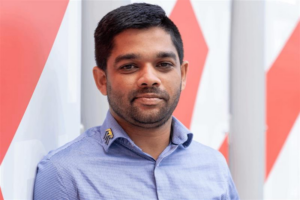 Faraz Yousuf's headshot. He is a robotics expert at Eli Lilly.