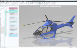 PTC’s Creo CAD, shown here modelling a helicopter, supports complex 3D product design and is also available through Creo+, its SaaS offering.