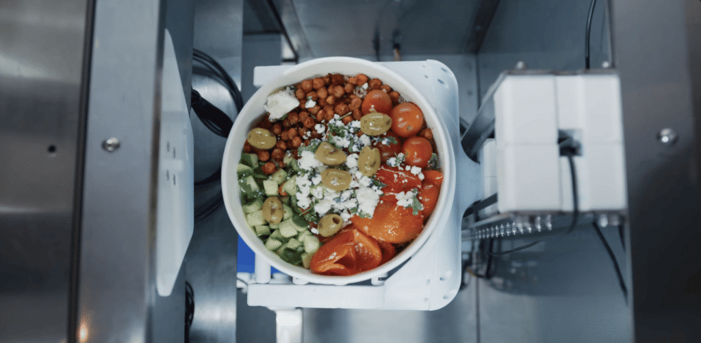 KAIKAKU got a patent for the motion mechanism in its food assembly robot.