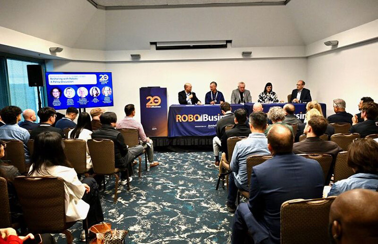 Panelists discussed reshoring and policies such as the Section 232 investigation at RoboBusiness 2026.