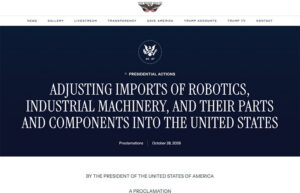 White House makes Section 232 determination regarding foreign-made robots