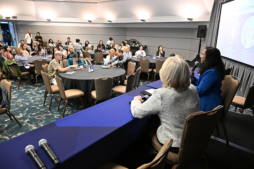 the crowd at the women in robotics lunch at RoboBusiness 2026.
