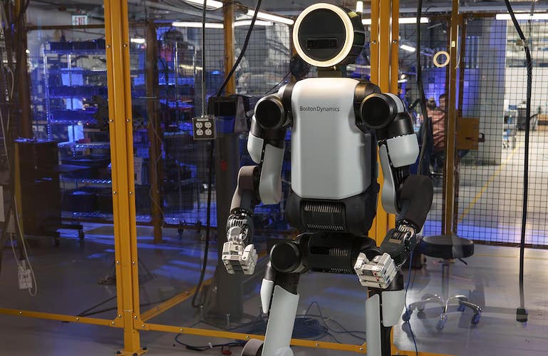 Boston Dynamics' Atlas humanoid, shown here, is an example of a robot ready for AI.