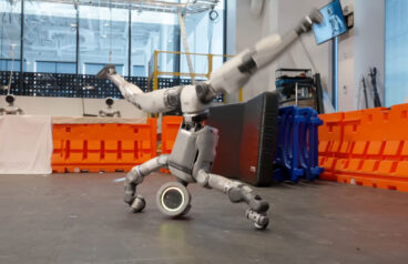 Boston Dynamics' Atlas humanoid robot doing a cartwheel.