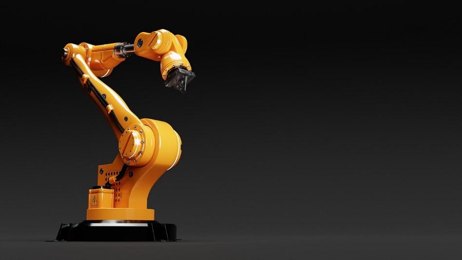 An orange robot arm.